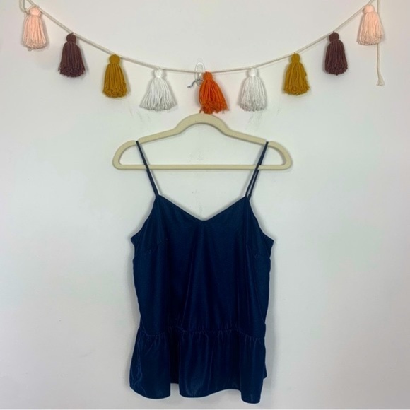 J. Crew Velvet Peplum Tank Navy Blue Size 4 - Picture 1 of 10